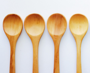 Four wooden spoons.