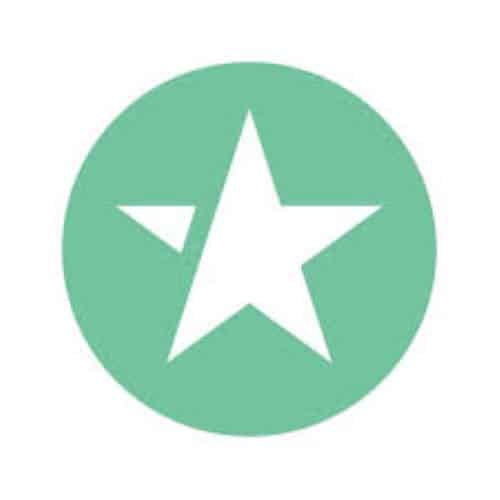 Logo is a pale green circle with a white star inside it.
