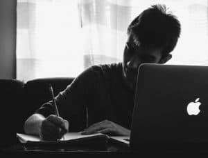 Studying from home | Young boy on Apple Mac